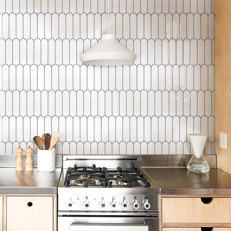 Commomy Thicker White Peel and Stick Tiles Backsplash - 10 pcs of 12" x 12" - 3D Adhesive Peel and Stick Backsplash for Kitchen, Bathroom, Removable, Waterproof, Vinyl Wall Tile (Gray Grout) - Image 2